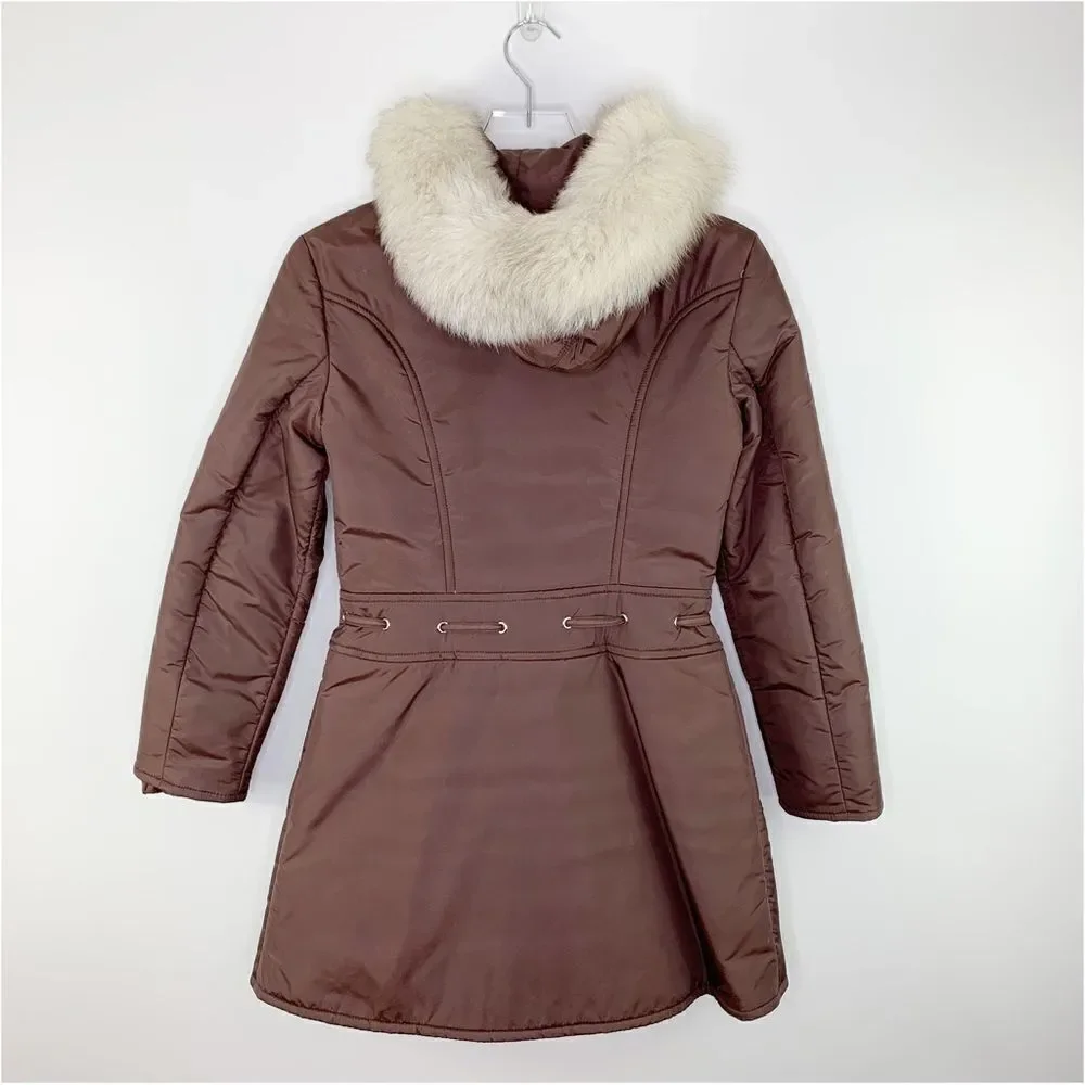 Head Vintage Brown‎ Fox Fur Trimmed Ski Jacket Sz 10